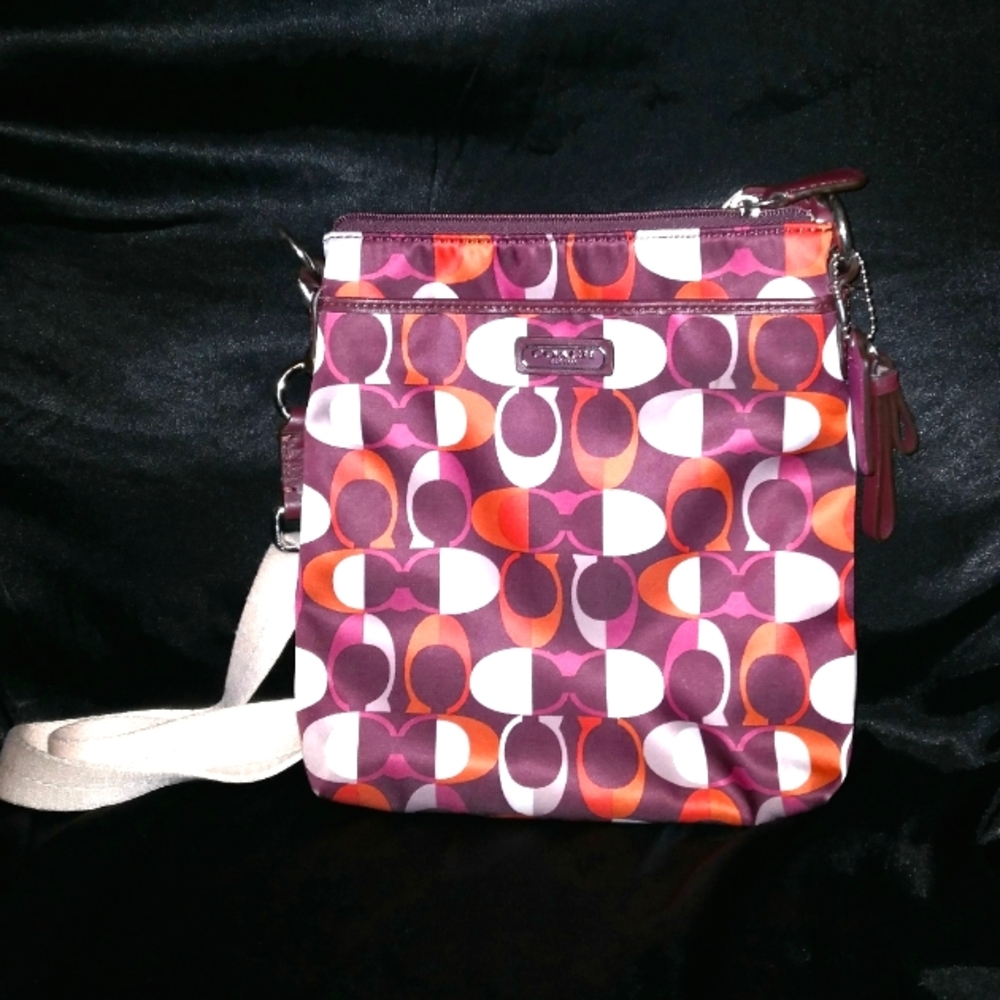 Burgandy coach monogram cross body bag
